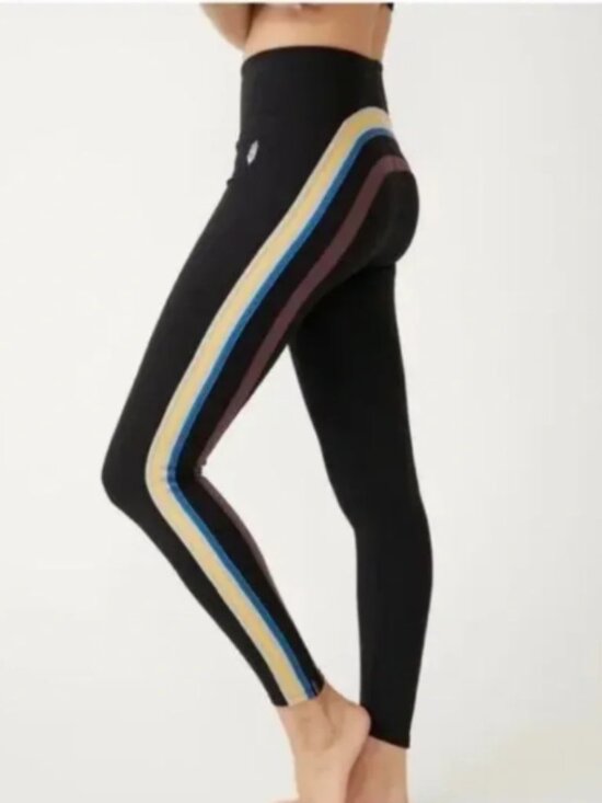 FP Movement by Free People Pants - NWOT FP Movement Run Racer Legging in black combo/fig striped L